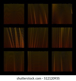 Isolated abstract wavy elements background set. Unusual curvy backdrop collection. Beutiful textile. Vector illustration