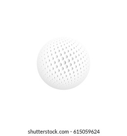 Isolated abstract white color round shape logo, sphere logotype, realistic golf ball on white background.