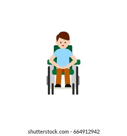 Isolated Accessible Flat Icon. Disabled Person Vector Element Can Be Used For Handicapped, Man, Disabled Design Concept.