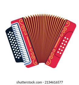 Acordeón aislado Instrumento musical colombiano tradicional Ilustración vectorial