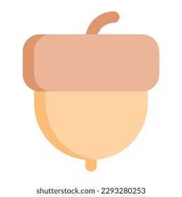 Isolated acorn in flat icon on white background. Oak, nut