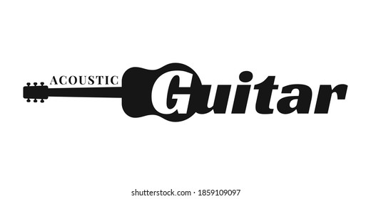 isolated acoustic guitar silhouette vector design for web or print element