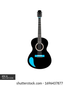 Isolated acoustic guitar with a white background. Vector illustration