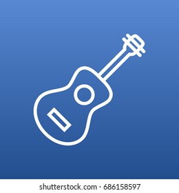 Isolated Acoustic Outline Symbol On Clean Background. Vector Guitar Element In Trendy Style.
