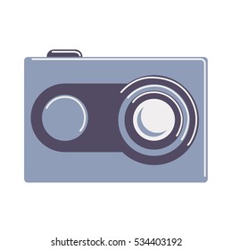 Isolated action camera on white background. Simple digital camera. Device for making photos.