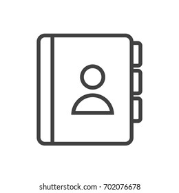 Isolated Address Book Outline Symbol On Clean Background. Vector Telephone Directory Element In Trendy Style.