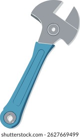 Isolated adjustable wrench illustration. A blue handled tool with a gray head, angled on a white background. Simple, clean, and perfect for DIY, repair, or construction themes.
