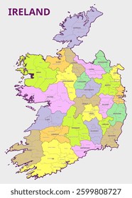 Isolated administrative divisions map of Ireland