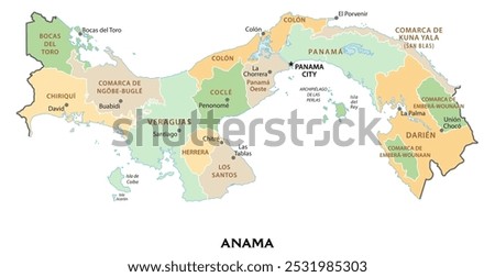 Isolated administrative divisions map of Panama