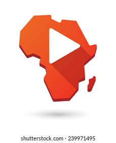 Isolated Africa continent map icon with a play sign