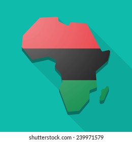 Isolated Africa continent map icon with a Pan-African flag