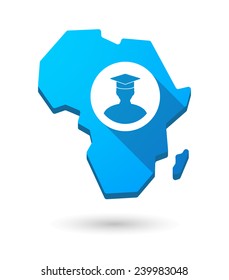 Isolated Africa continent map icon with a student