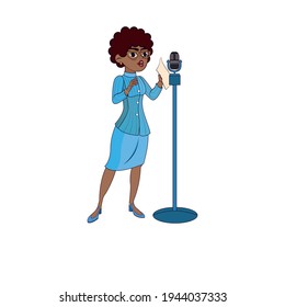 Isolated african American woman singer - Vector illustration