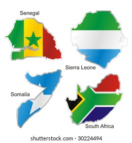 isolated african flags in map shape