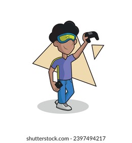 Isolated afro american boy with a joystick Vector illustration
