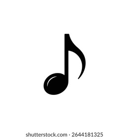 Isolada contra um pano de fundo branco brilhante, uma oitava nota de música preta sólida está pronta para uso em várias composições gráficas e projetos de design.