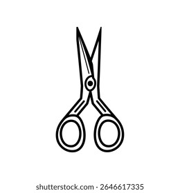 Isolated against a stark white background, this image portrays a pair of open scissors. The scissors feature precise edges, complemented by round handles that offer a smooth and functional aesthetic.