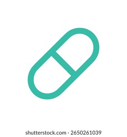 Isolated against a stark white background, a single, streamlined turquoise capsule presents a clean and modern visual. Its rounded form and distinctive division create a balanced composition.