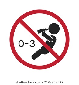 Isolated age restricted sign not for 0-3 age, choking hazard, parental advisory 