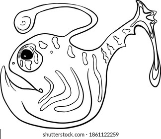 Pescado agresivo aislado. Elemento, libro de colorear, bebidas en blanco para diseñadores, libro de colorear, logotipo, icono,