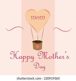 an isolated air balloon with hearts and text for mother's day