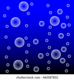 isolated air bubbles in water on blue and black background 