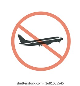 isolated airplane no fly icon. vector sign. airplane pictogram is isolated on a white background