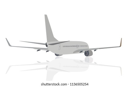 Isolated airplane with two engines in flying position in gray color (plane,areoplane) in vector file-ready to use