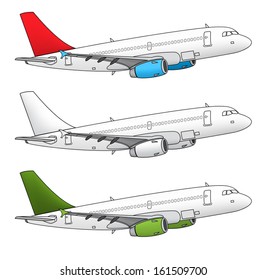 Isolated airplane vector design in different color schemes