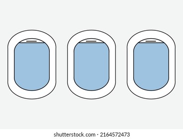 Isolated Airplane Window With Blue Sky From Customer Seat View