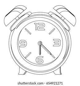 Isolated alarm clock outline on a white background, Vector illustration
