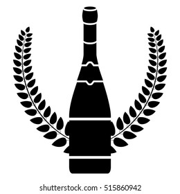 Isolated alcohol bottle inside wreath design