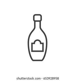 Isolated Alcohol Outline Symbol On Clean Background. Vector Champagne Element In Trendy Style.