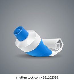 Isolated Almost Empty Tube Toothpaste On Gray Background