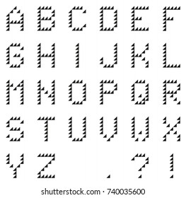 Isolated alphabet (with punctuation) made of black triangles facing left