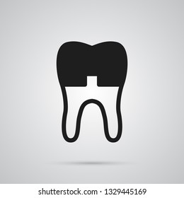 Isolated alumina icon symbol on clean background. Vector dental crown element in trendy style.