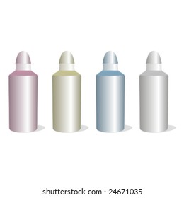 isolated aluminum bottles set