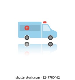 Isolated ambulance color icon with reflection