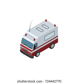 Isolated Ambulance Isometric. First-Aid    Vector Element Can Be Used For Ambulance, Aid, Car Design Concept.
