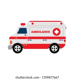 Van de ambulancia aislada. Ilustración vectorial de color plano.
