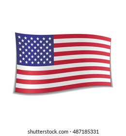 Isolated American flag, usa, waving. Vector illustration