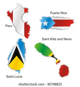 isolated american flags in map shape