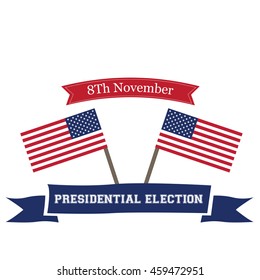 Isolated american flags with text, Election day, Vector illustration