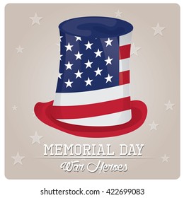 Isolated american hat with the american flag on a textured background for memorial day celebrations