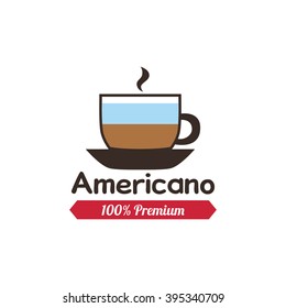Isolated americano coffee icon with a ribbon with text