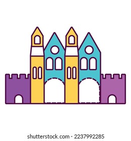 Isolated amusement park medieval theme castle icon Vector