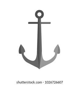 Isolated anchor icon. Classic metal sea anchor. Flat design. Vector Illustration