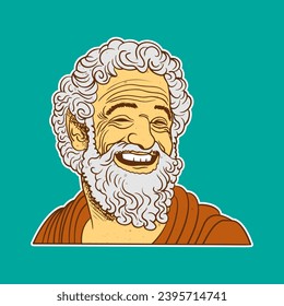 isolated ancient greek philosopher vector illustration with tosca background.