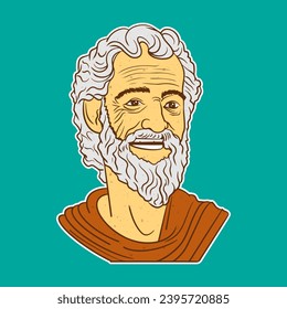 isolated ancient greek philosopher vector illustration with tosca background.
