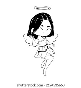 Isolated angel girl kawaii tatoo vector illustration